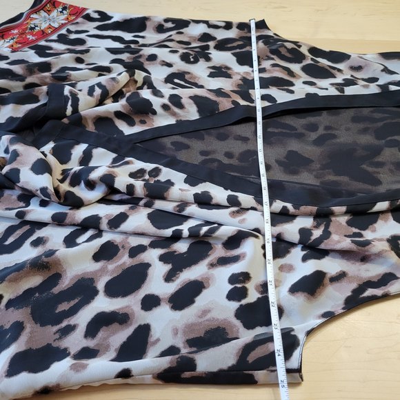 Life style Woman Draped Open Front Sleeveless Cardigan Vest Leopard Print 1X - Picture 9 of 11